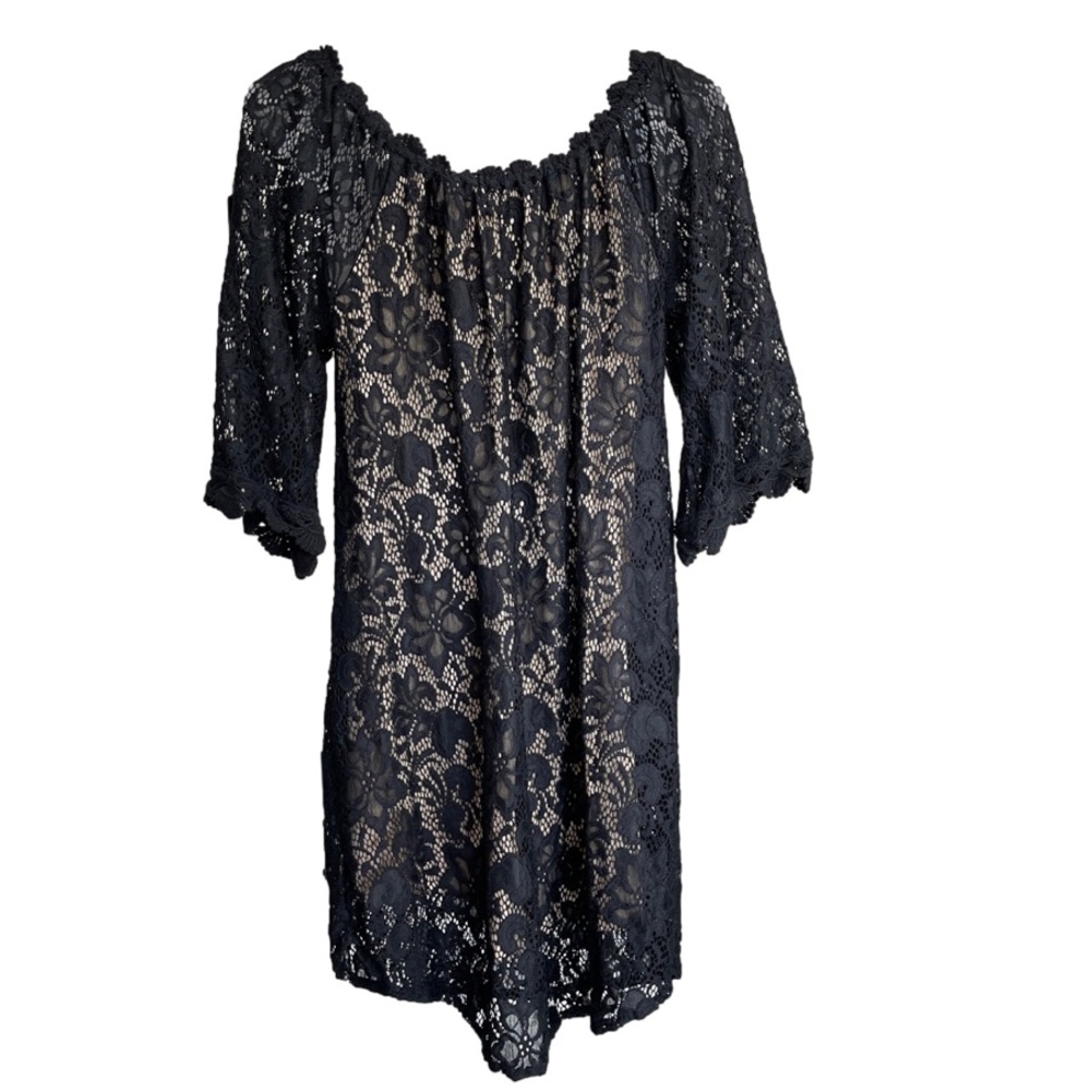 Umgee Boho black lace shift dress medium - Picture 2 of 4